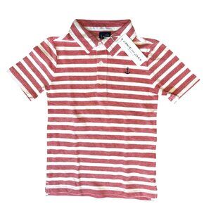 Janie And Jack Kids Red & White Striped Polo Shirt Anchor Embroidery Size 5